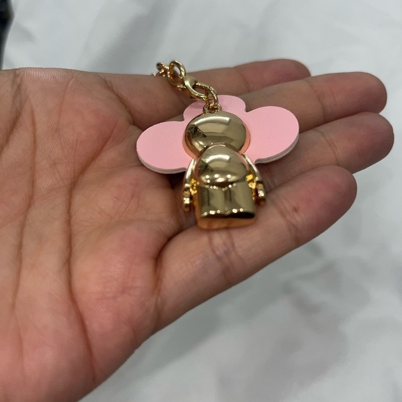 Pink and Gold Flower Keychain - Picture 3 of 4